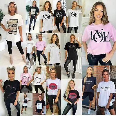 £7.75 • Buy Womens T Shirt Oversized Baggy Fit Short Sleeve Ladies Slogan T-shirt Tee Top