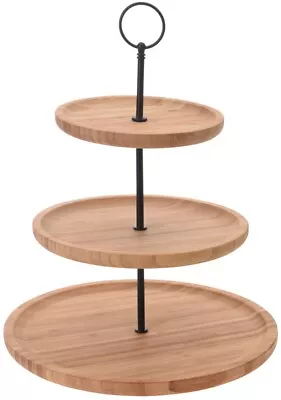 3 Tier Bamboo Cake Stand Afternoon Tea Wedding Party Display Plates Tableware • £14.99