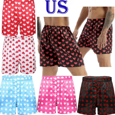 US Men's Frilly Satin Boxers Brief Shorts Silk Bottom Lounge Underwear Nightwear • $8.41