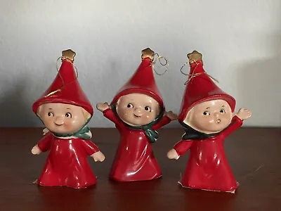 🧡Set Of 3 NOS Vintage Christmas Parma Japan Ceramic Pixie Elf Ornaments • $30