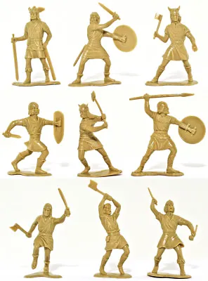 25 Marx Recast Vikings - 54mm Unpainted Soft Plastic Figures In Tan Color • $39