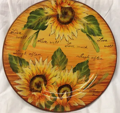 Maxcera Corp Sunflower With Writing Dinner Plate 11 1/4  Yellow & Brown • $44.99