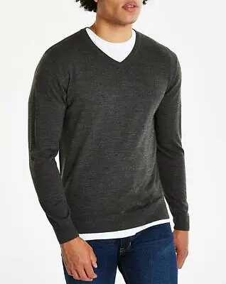 Capsule Men's Big And Tall Plus Size V Neck Jumper 3XL Long Sleeve Plain Sweater • £12.99