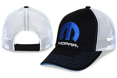 Mopar Men's Officially Licensed Embroidered Logo Trucker Hat Cap - Black/White • $19.99