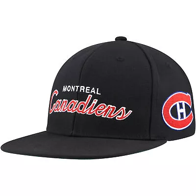 Men's Mitchell & Ness Black Montreal Canadiens Core Team Script 2.0 Snapback Hat • $33.99