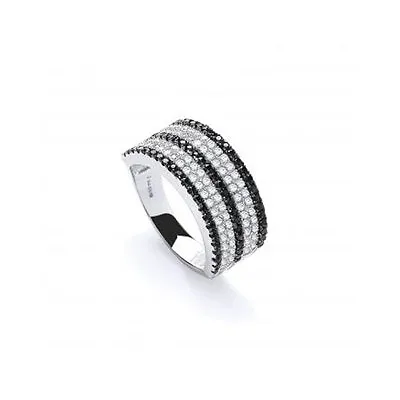 Designer - J.Jaz Micro Pave Black & White Stone Ring - JZR066 • $142.48