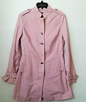 Mossimo Trench Coat Jacket Womens Size Small Pink Button Up Stand Collar • $18.30