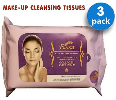 Makeup Remover Wipes Facial Skin Cleansing Make Up COLLAGEN & Vitamin E (3 Pack) • $16.95