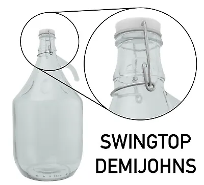 1 Gallon 5L GLASS DEMIJOHN Flip Top Cap Seals Home Brew Distilling Wine Making • £9.49