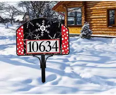Yard Design Magnet Address Marker House Number Sign SNOWFLAKES & Polka Dots ❤️tw • $17