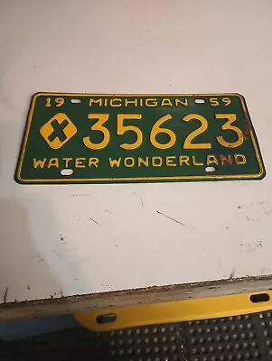  Michigan 1959 License Plate MUNICIPAL Original Paint RARE • $59.99