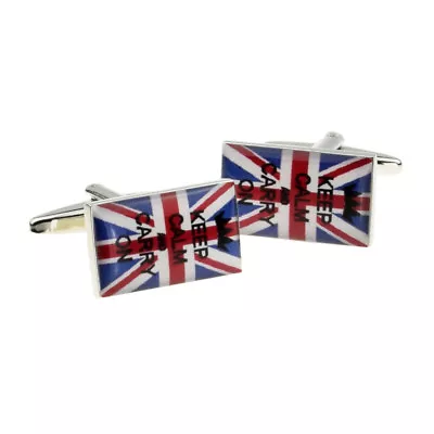 Keep Calm & Carry On Union Jack Cufflinks In A Cufflink Box X2BOCR020 • £9.99