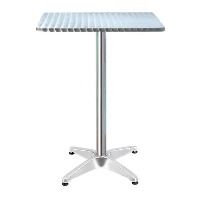 Bar Table Outdoor Furniture Adjustable Aluminium Pub Cafe Indoor Square Gardeon • $71.24