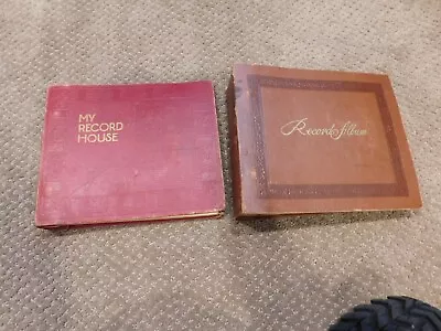 Vintage Lot Of TWO (2) Brown 45 RPM Record Holder Book Case Holds + 24 Records • $20.99