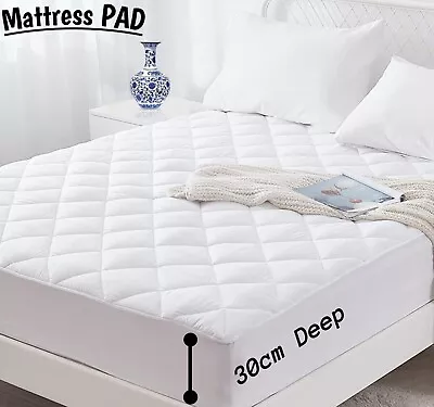 £5.99 • Buy Mattress Topper Extra Deep Fitted Protector Quilted Bed Cover Double King Size