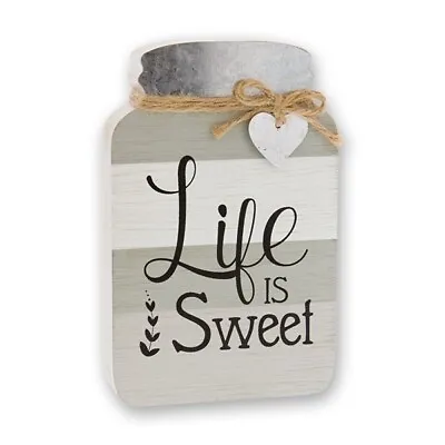 Wood Mason Jar Sign - “Life Is Sweet” Size 5”x8”x1.25” • $3