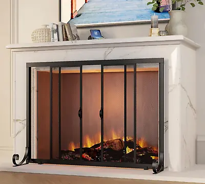 Fireplace Screen Wrought Iron Mesh Baby Safe Spark Guard Protector With 2-Door • $137.99