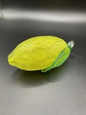 VTG Hand Blown Art Glass -Textured Lemon -Yellow -Kitchen Fruit • $23.90