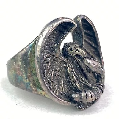 Biker Ring - American Eagle Fighting Snake Size 11.5 Pewter Men's Ring • $24.99