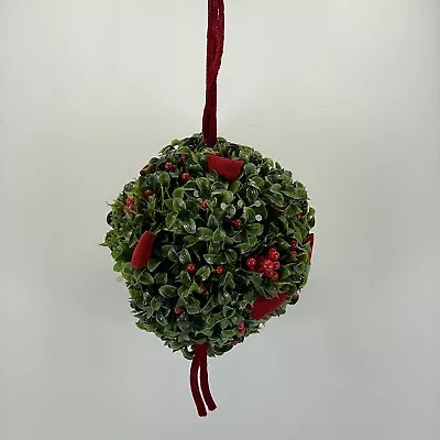 Vtg Christmas Plastic Mistletoe Large Kissing Ball Hanging Decoration Berries • $19.97