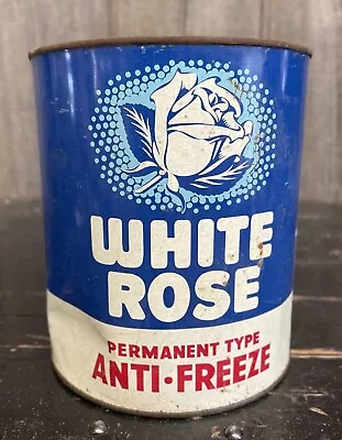 Vintage White Rose Antifreeze 1 Gal Tin Can Gas Station Motor Oil Advertising • $195