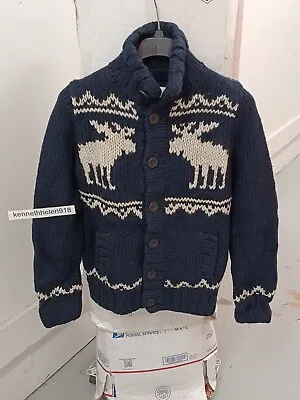 Abercrombie & Fitch Wallface Mountain Cardigan Sweater Navy Blue Mens Sz Medium • $349.99