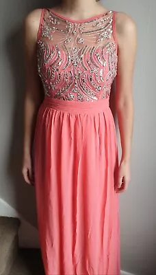 £11 • Buy Quiz Beaded Rhinestone Sleeveless Maxi Dress Size 10 Wedding Prom Party Dress