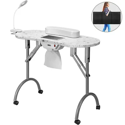 Portable Manicure Nail Table W/ Dust Collector LED Lamp Carry Bag Beauty Salon • $99.99