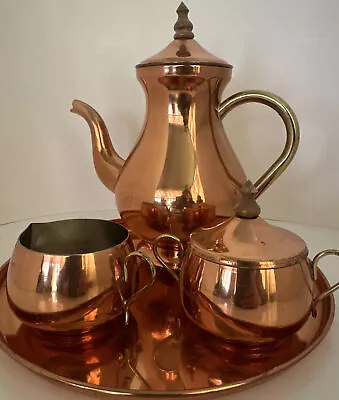 Vintage Old Dutch International 4 Piece Copper Coffee Or Tea Pot Set • $31.28