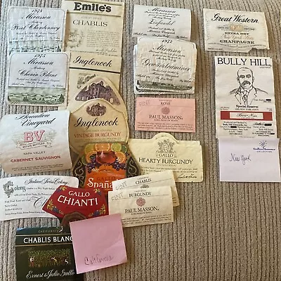 Vintage Paper Wine Labels From California New York Canada (26) • $27.99