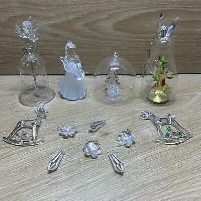 Vintage  Clear Glass Christmas Ornaments Reindeer  Angles Unicorn Lot Of 12 • $14.99