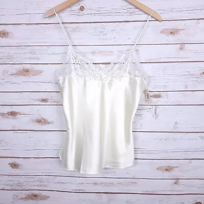 Christian Dior Vintage Camisole Ivory Spaghetti Strap Lace Trim Size Small NWT • $45