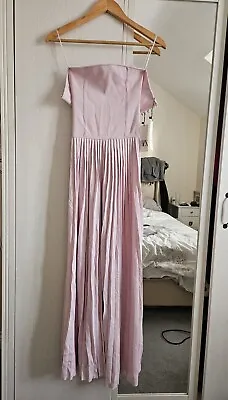 Zara Woman Pleated Fine Knit Maxi Dress Pastel Pink Size S • £20