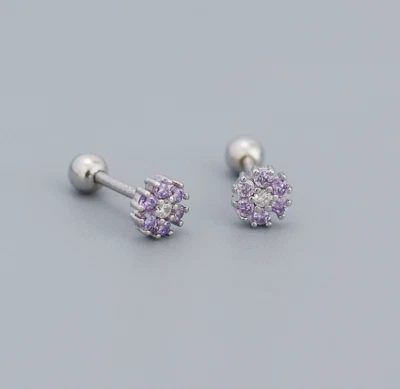 $12.95 • Buy 925 Sterling Silver Tiny Round Turquoise CZ Screw Back Stud Earrings 5mm PE21