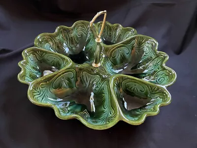 Vintage Maddux Of California 3211 Pottery Relish Tray Dish Blue Green Drip Glaze • $10.99