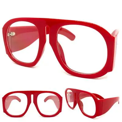 OVERSIZED EXAGGERATED Classic Retro Clear Lens EYE GLASSES Large Thick Red Frame • $19.99