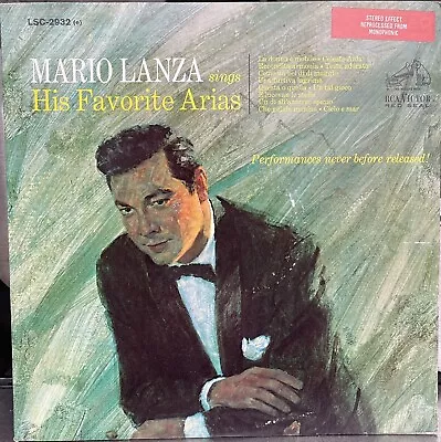 Mario Lanza Sings His Favorite Arias 1967 RCA Victor Red Seal VINYL LP Classical • $1.50