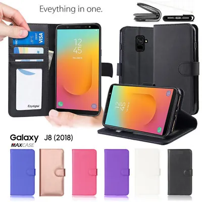 $10.99 • Buy For Samsung Galaxy J8 (2018) Premium ID TPU Leather Phone Wallet Flip Case Cover