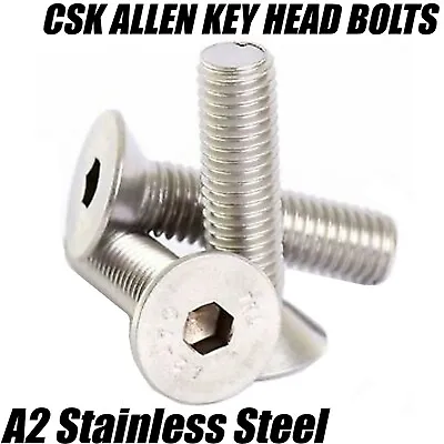 £3.31 • Buy M10 A2 Stainless Steel Machine Screws Countersunk Bolts Allen Key Socket Bolts