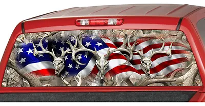 $47.20 • Buy AMERICAN FLAG BUCK SKULL HUNTING Rear Window Graphic Decal Tint SUV Camouflage 1