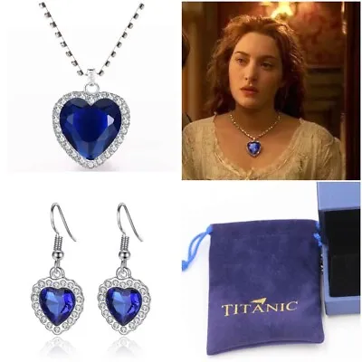 £13.99 • Buy Titanic Heart Of The Ocean Necklace & Earring Jewellery Set 
