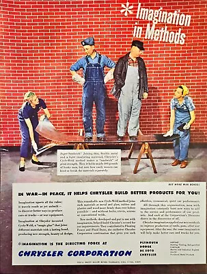 Chrysler Corporation Buy War Bonds Color Graphic 1945 Vintage Print Ad 10x13 • $12.55