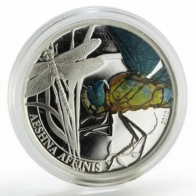 Palau 2 Dollars Endangered Widlife Dragonfly Fauna Colored Silver Coin 2010 • $99.09