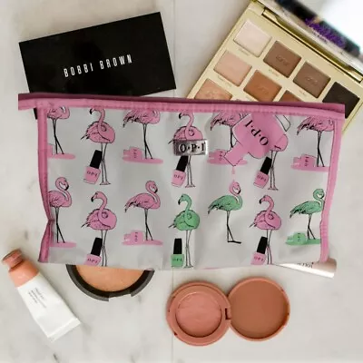 Pink Flamingo Vinyl Makeup Travel Bag Lipstick Foundation Toner Nail Polish Case • $11.97