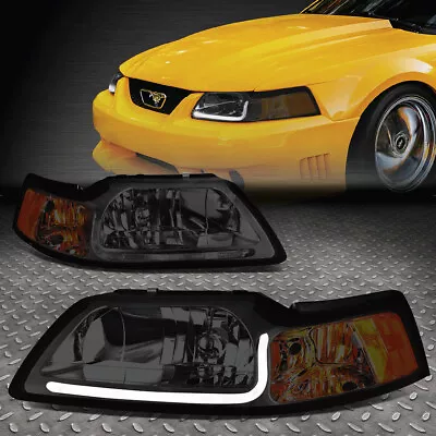 [led Drl]for 1999-2004 Ford Mustang Pair Smoked Housing Amber Corner Headlight • $112.88