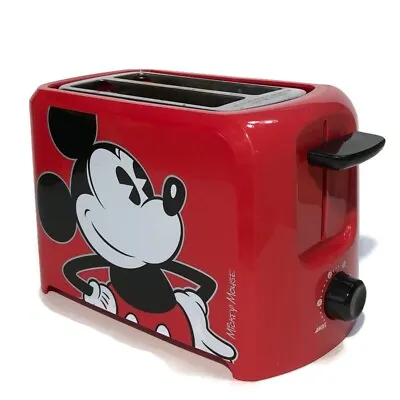 Disney Mickey Mouse 2 Slice Toaster Red And Black Model DCM-21 Mickey Outline • $19.99