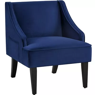 Modern Upholstered Armchair Velvet Accent Chair For Living Room Blue • £69.99