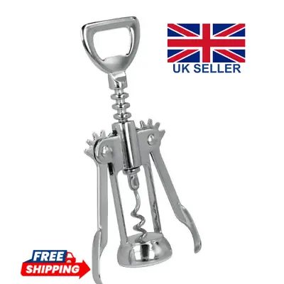 New Chrome Winged Corkscrew & Wine Bottle Opener Waiters Home Party • £5.99