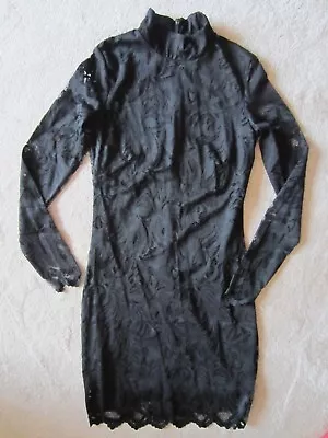 Womens H&m Trend Black Lace Fitted Stretch Dress Short 6 Us 36 Eur Nwt Sexy • $19.99