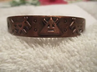 Vintage Bell Trading Post Native American Stamped Solid Copper Cuff Bracelet • $14.99